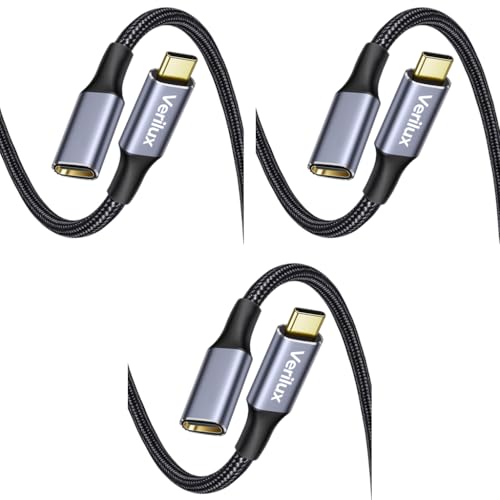 Verilux® Usb C Extension Cable 6.6Ft Type Male To Female Support 100W Pd Fast Charging 10Gbps Data Transfer 4K 60Hz Hd Video Output Compatible With iPad Pro Macbook Dell Grey 3PCS Verilux® Usb C Extension Cable 6.6Ft Type Male To Female Support 100W Pd Fast Charging 10Gbps Data Transfer 4K 60Hz Hd Video Output Compatible With iPad Pro Macbook Dell Grey 3PCS